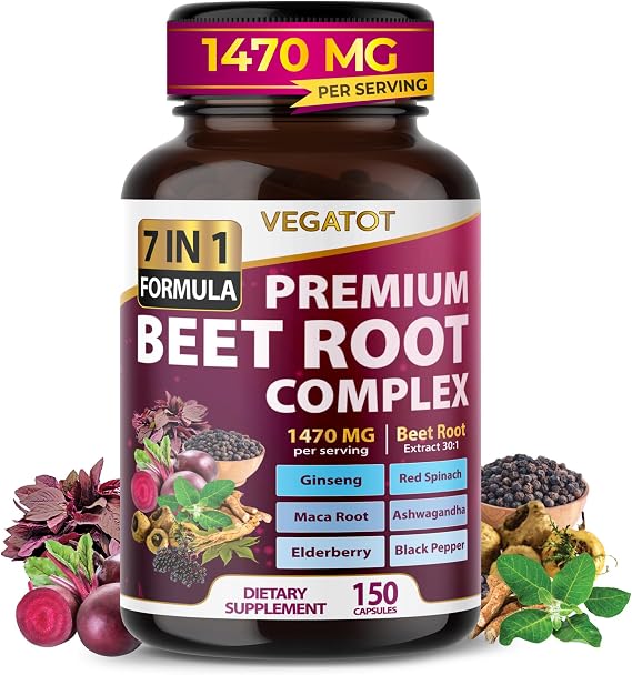 Vegatot Premium Beet Root Extract 7-in-1 Complex 1,470 mg, 150 Capsules