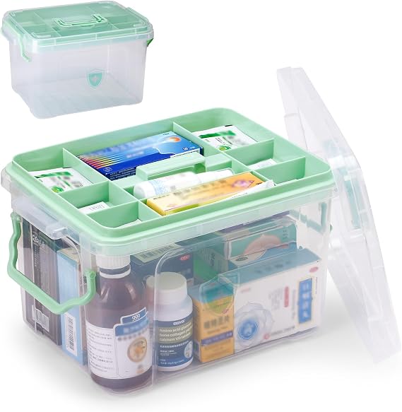 Medicine Storage Box, 2-Layer Medication Box With Lid