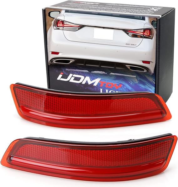 iJDMTOY Rear Bumper Reflector Lenses For Lexus 2013-18 ES/2023-20 GS