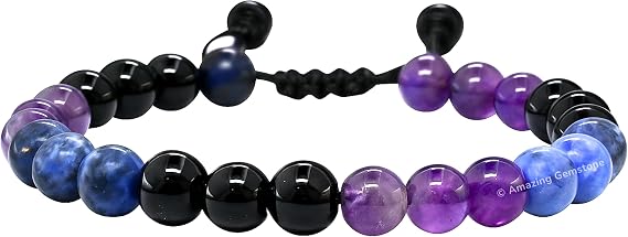 Amazing Gemstone Sagittarius Zodiac Crystal Bracelet - Amethyst Black Obsidian Sodalite Birthstone Bracelets Women Men Healing Calming Anxiety Stress Relief Gifts (Adjustable)