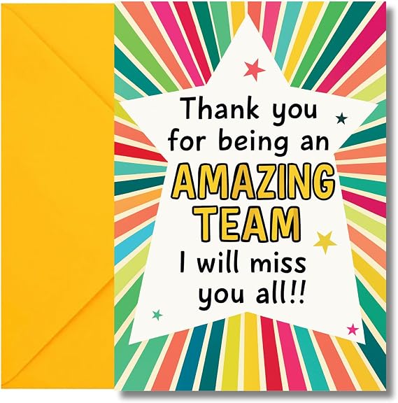 LimaLima Thank You For Being An Amazing Team Leaving Card I Will Miss You Large A5 When Folded