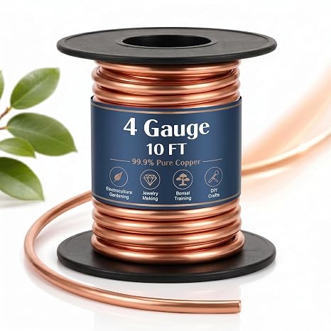 Therwen 10ft 4 Gauge Copper Wire for Jewelry Making, Gardening