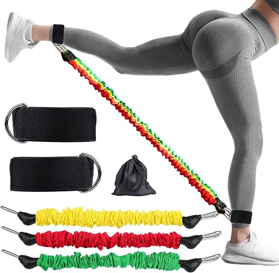 Ankle Resistance Bands with Cuffs Ankle Bands for Working Out Exercise Bands for Leg, Hip, Booty Training Ankle Straps with Exercise Bands for Butt Lift Women Men Great for Home Workouts and Fitness