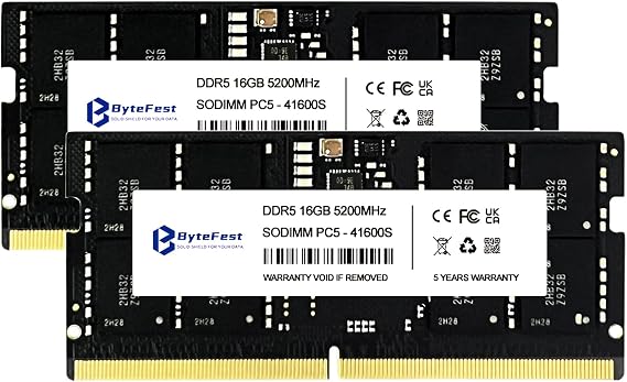 DDR5 RAM 32GB (2x16GB) 5200MHz PC5-41600 CL42 1.1V SODIMM 262-Pin Laptop/Notebook RAM Memory Modules