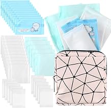 Tondiamo First Period Kit for 9-12 Period Starter Kit for 10-12 Period Bag 25 Sanitary Napkins Petite, Liner, Regular and Overnight Pads 10 Feminine Wipes 1 Sanitary Pad Bag
