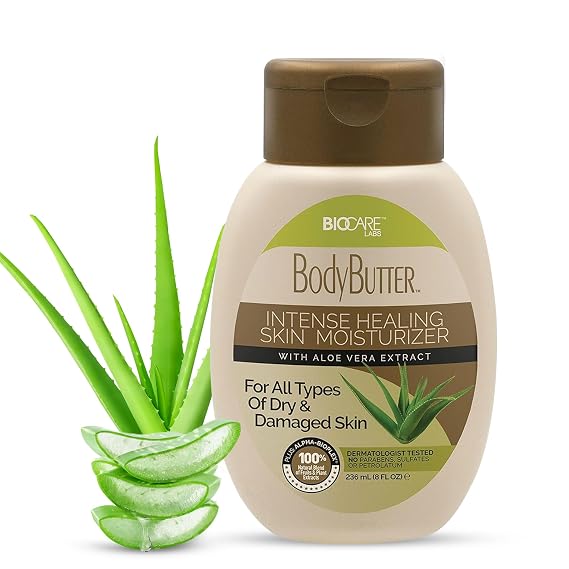 Biocare Labs Moisturizing Body Butter - Hydrating Body Cream W/Aloe Vera and Cucumber Extracts (Fragrance Free) - Instantly Penetrates and Deeply Renews Skin - Lotion Designed For Dry Skin