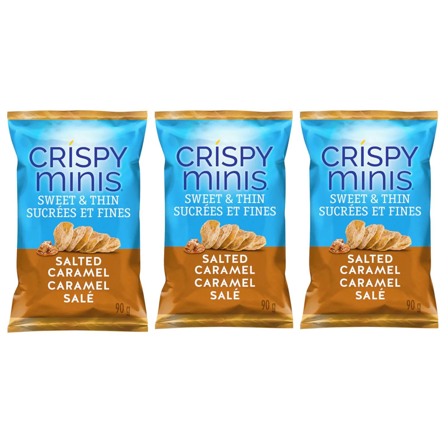 Generic Quaker Crispy Minis Sweet & Thin Salted Caramel Brown Rice Chips, 90g3.2 oz Pack of 3 Shipped from Canada