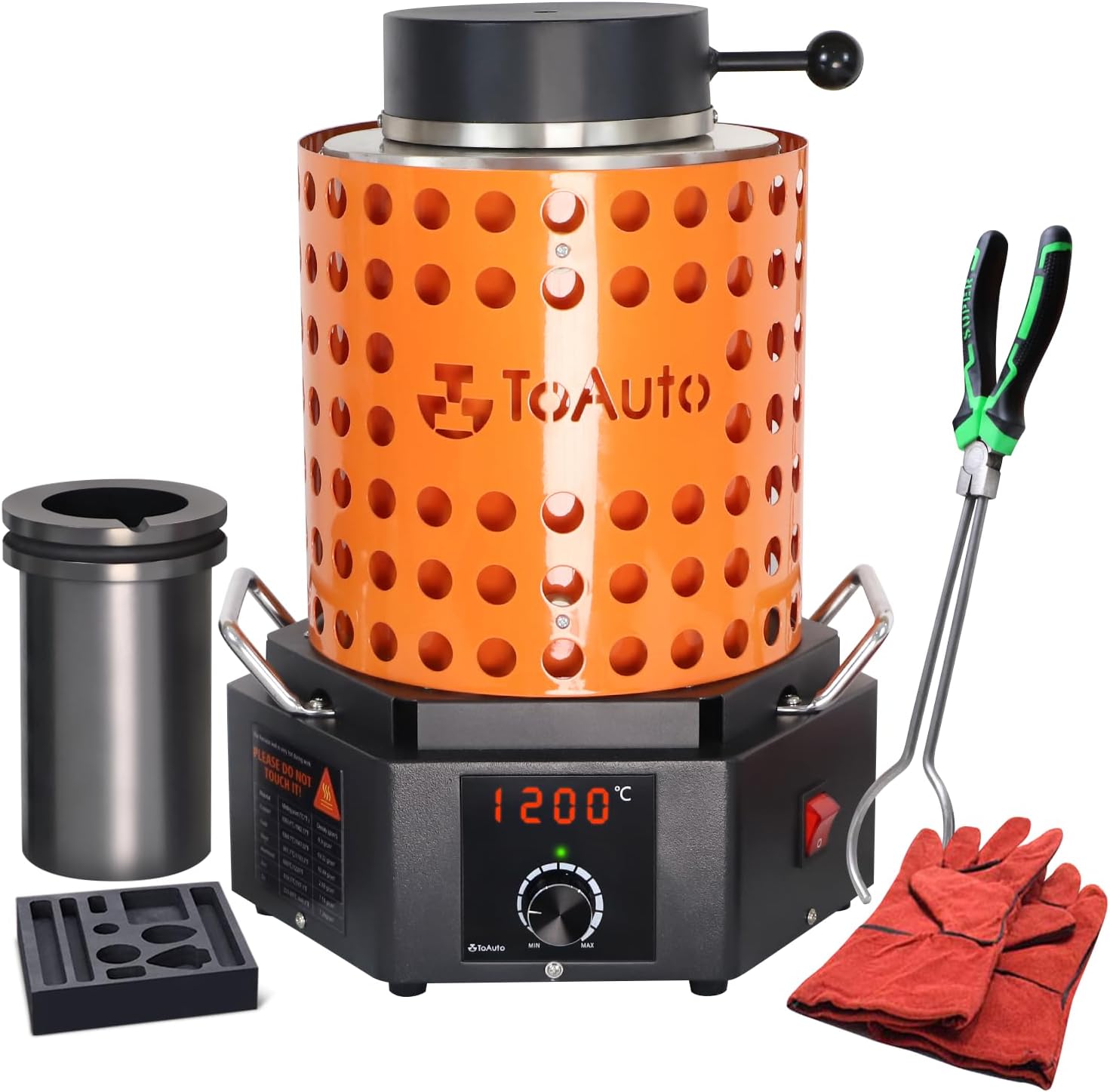 TOAUTO 5KG Large Eletcric Resistance Furnace TRF5000 Digital Smelting Furnace 1800W 2102F PID Smelter Kiln Kit for Gold Silver Copper Aluminum, Metal Recycle Home Melting Casting Tool