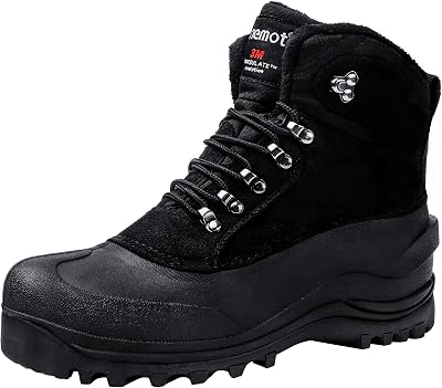 riemot Mens Snow Boots Waterproof Winter Boots for Hiking Trekking Fishing Riding Hunting Dog Walking Insulated Mucker Yard Boots Gardening Shoes Warm Anti-Slip Ankle Boots Black EU 46