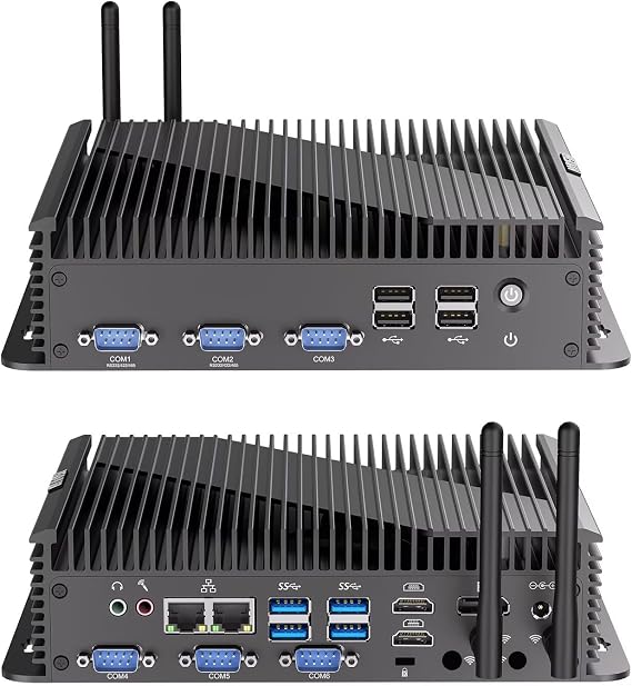 WEIDIAN Industrial Mini PC, Industrial Computer Core i5 1235U, Mini Computer Fan Cooling Win 11, 4K Triple Display 2HD+DP, 2RJ45 LAN, 6RS232 COM, 8USB, WiFi6, BT5.2 (8GB RAM 256GB SSD)