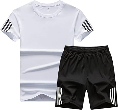 xzbailisha Mens 2 Piece Outfits Sportswear Short Sleeve Shirt and Shorts Set Joggers Tracksuit ...