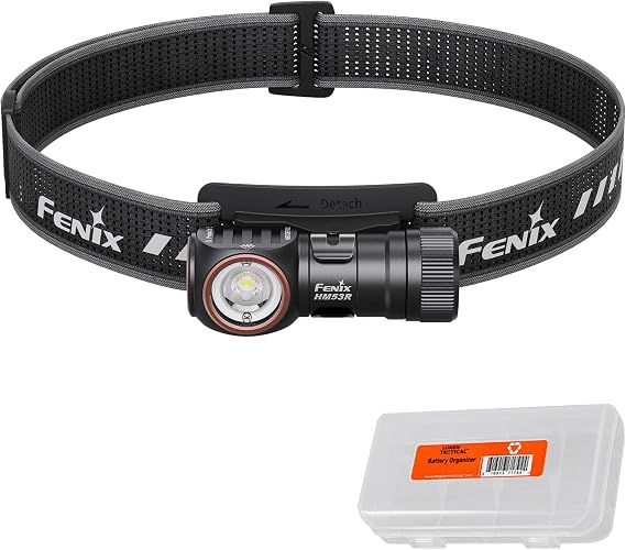 Fenix HM53R Rechargeable Headlamp, 1200 Lumen LED Headlamp with Red Light, Magnetic Tailcap, Detachable Flashlight, USB-C Rechargeable, Lightweight Outdoor Work and Lumentac Organizer