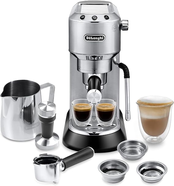 DeLonghi Dedica Arte Espresso Machine with My LatteArt Steam Wand (Milk Frother), 15-Bar Pump & 3-Level Temp Control - Compact Espresso Maker for