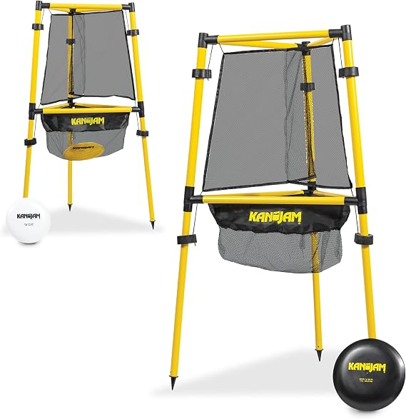 Kan Jam Step Up Disc Golf Set, 2 Disc Goals & 3 Golf Disks | Disc Golf Basket, For 4 Players, 2 Teams, Quick Pop-Up Targets, Backyard Beach Park Tailgate, Disc Golf Accessories