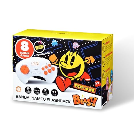 Bandai Namco Flashback Blast!  with an HDMI dongle, 8 greatest Bandai Namco games built in and a 2.4G wireless game controller. Video output is at 720P high resolution.