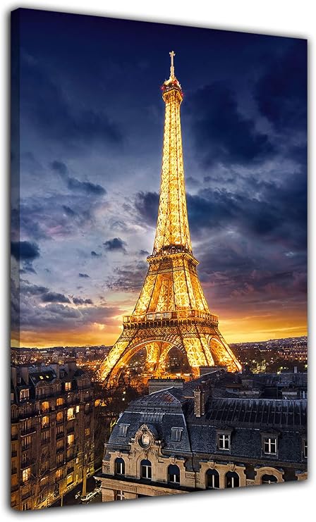 QUNYAAE Paris Eiffel Tower Cityscape Canvas Art Poster and Wall Art Picture Print Modern Family Bedroom Decor Posters 12x18inch(30x45cm)