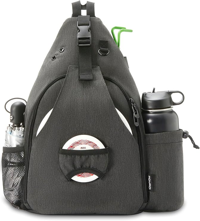MOYAQI Disc Golf Bag with 10-12 Disc Capacity, Disc Golf Backpack with Retriever Holder and Storage Pockets, Padded Adjustable Strap and Back Panel, Lightweight and Durable(Grey)