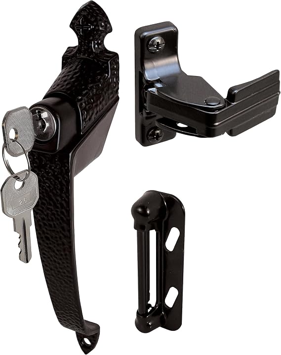 Prime-Line K 5080 1-3/4 In., Black, Colonial Push Button Lock with Key (Single Pack)