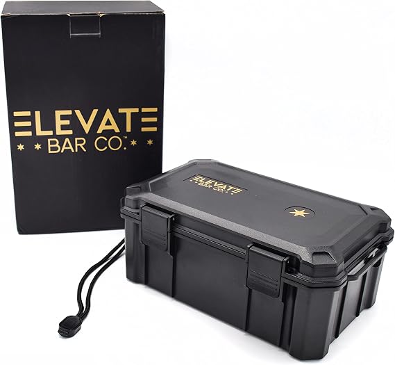 Travel Humidor Cigar Carrying Case - 15- Count- Waterproof, Crushproof, Airtight Seal, Durable Black Portable Case