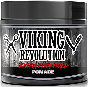 Viking Revolution Extreme Hold Pomade for Men Style & Finish Your Hair - Extra Firm,Strong Hold & High Shine for Mens Styling Support - Water Based Male Grooming Product is Easy to Wash Out, 4oz