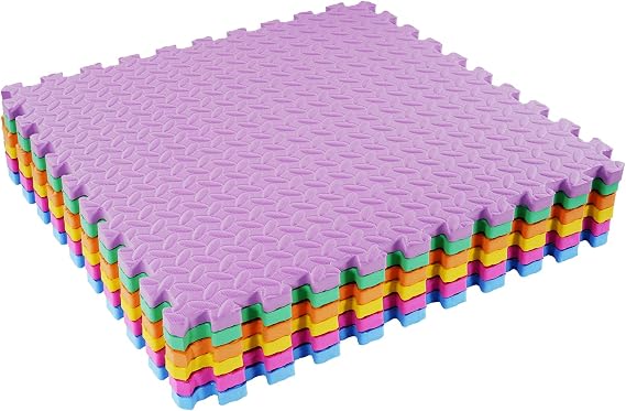 BalanceFrom 24x24 Inch EVA Interlocking Foam Exercise Tile Mat Non-Slip Puzzle Flooring for Home Gym, Fitness Studio, or Playroom with Multiple Thickness, Coverage Sizes and Color Options