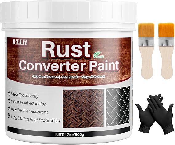 2 in 1 Rust Converter & Metal Primer, 17oz Black Rust Reformer for Metal | Rust Paint No Sanding Needed, Heavy Duty UV Resistant Rust Encapsulator & Inhibitor for Automotive, Chassis, Trailer
