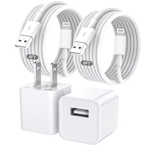 [Apple MFi Certified] iPhone Charger, 2 Pack 6FT Lightning Cable Fast Charging Cord + USB Wall Charger Block, Durable Quick Fast Charger for iPhone 14 13 12 11 Pro Max XR XS X 8 7 SE, iPad, AirPods