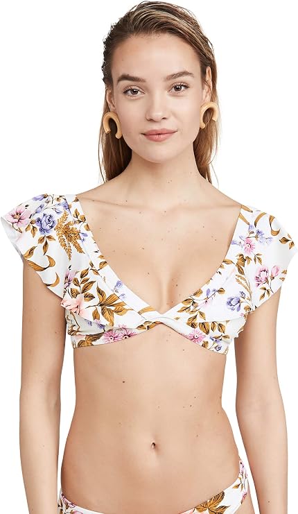 Women's Milos Floral Myra Wrap Bikini Top, Limoncello, L
