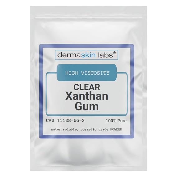 Clear Xanthan Gum, High Viscosity Cosmetic Grade Thickener & Stabilizer, Transparent Gel Base for Serums, Lotions & Gels, Smooth Texture, High Clarity, Easy Hydration