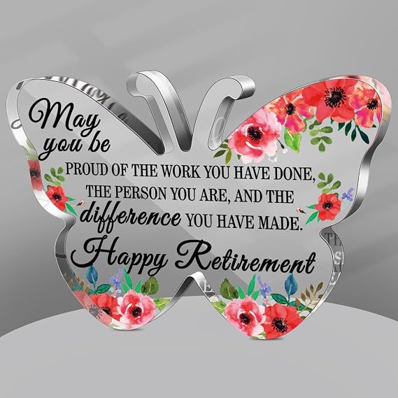 Chunful Happy Retirement Gift Women Retirement Plaque, Butterfly