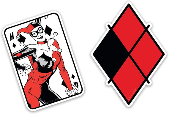 Elektroplate Harley Quinn Diamond Playing Card Dynamic Car Decals Set of 2