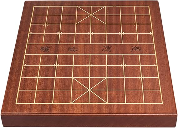 Wooden Chinese Chess Xiangqi Chessboard Desktop Board Game Multi-Game for Family Gatherings and Outdoor(17.7 x 15.9 x 1.4in)