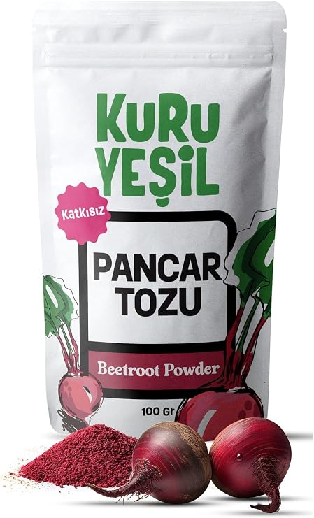 Dry Green 100% Natural Red Beet Powder - Without Additives, Preservatives - For Smoothie, Yogurt, Food - High Fiber and Antioxidant - Vegan and Gluten Free - 100 gr