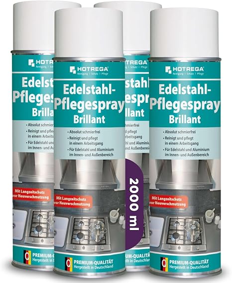 HOTREGA Brilliant Stainless Steel Care Spray 4 x 500 ml Cleaning