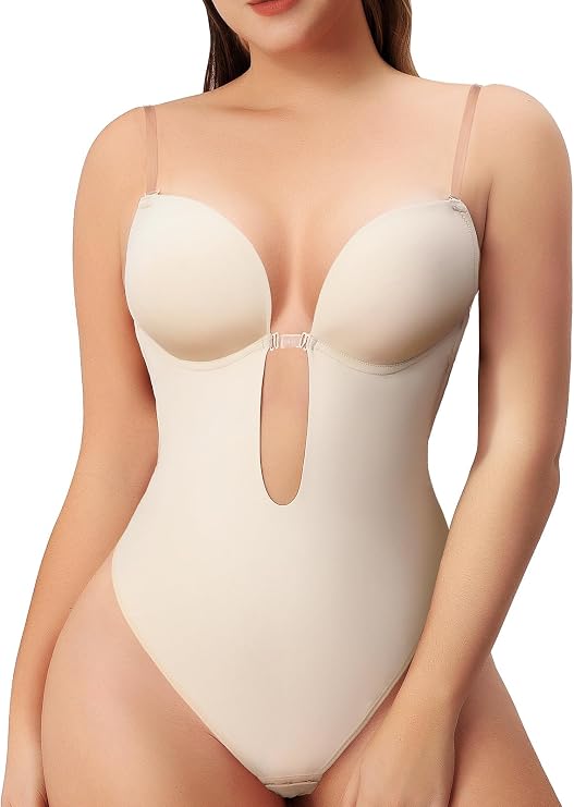 Slimers Backless Plunge Shapewear for Women: Low Back Thong Shaper to Daily