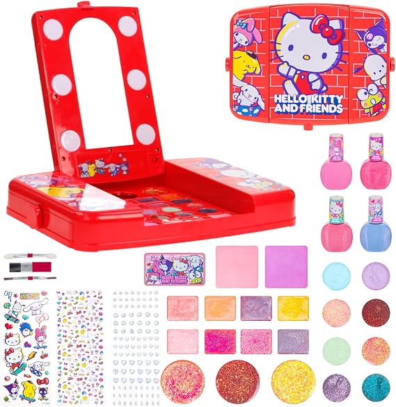 Hello Kitty Makeup Vanity Set with Light-Up Mirror, Ages 6+