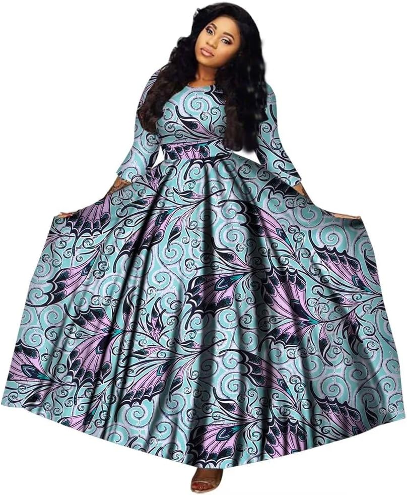 BAZINRICHE African Dress for Women Long Sleeve Outfits Party Maxi Dresses