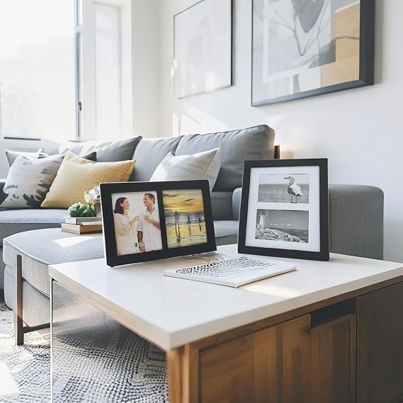 5x7 2-Opening & 8x10 with Two 4x6 Openings Picture Frame Photo Collage Frame Black Wooden Wall Frame