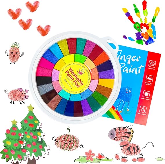 Kids Washable Finger Paint Set,36 Color Funny Finger Painting with Book for Kids,Art Painting Supplies for Painting DIY Crafts,Gifts