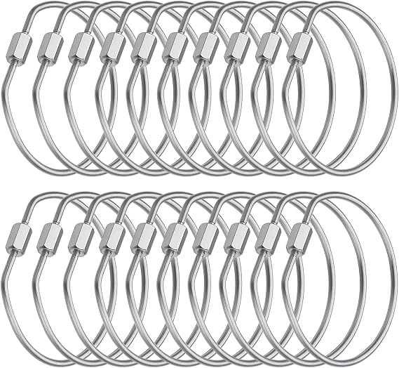20 Pack Threaded Locking Key Rings (Diameter 2'') | Keychain Ring Organizer with Screw Lock, Keyring Holder