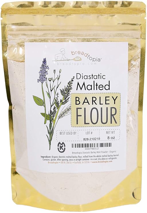 Breadtopia Organic Diastatic Malt Powder 8 oz. | Non-GMO Malted Barley Flour | No Additives, No Sugar, No Fillers | Milled from Whole Malted Barley Kernel |