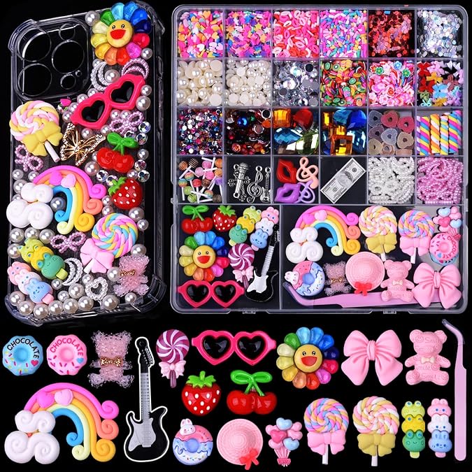 DIYCICO 3980 Pcs Junk Case Charms Kit for Phone Case,Slime Craft,Cute Nail Art Charms