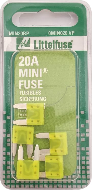 Littelfuse MIN20BP MINI 297 Series Fast-Acting Automotive Blade Fuse - Pack of 5