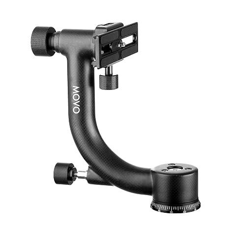 Movo GH600 Vertical, Portrait Mount Carbon Fiber Gimbal Tripod Head with Arca-Swiss Quick-Release Plate