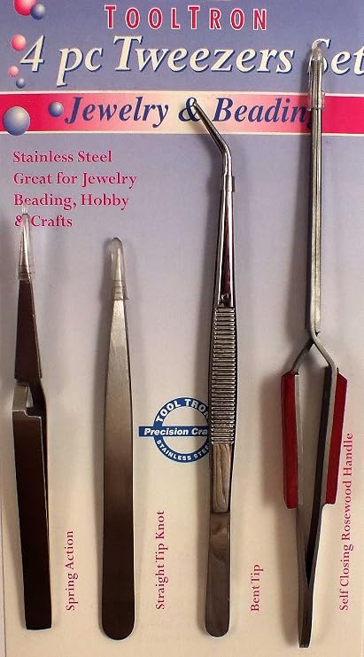 4-Piece Tweezer Set for Jewelry