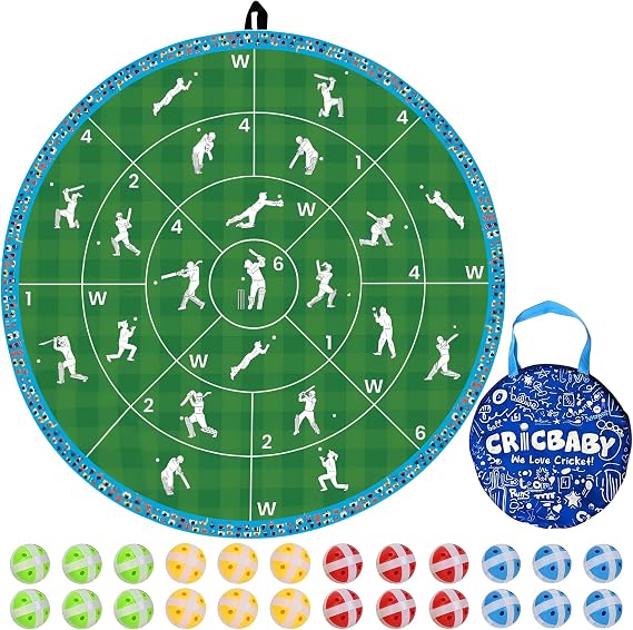 Cricket Dart Game, Double Sided, 29 inches, 24 Sticky Balls, Birthday Gifts for Boys and Girls, Gift for Cricket Lover, Play Indoor/Outdoor, Fun Party Game, Portable Design, for Ages 3+