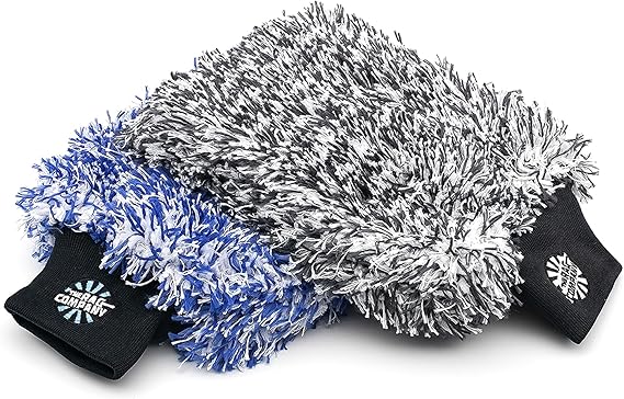 The Rag Company Cyclone Ultra Car Wash Mitt, Blue + Black, 8x9 in, 2-Pack