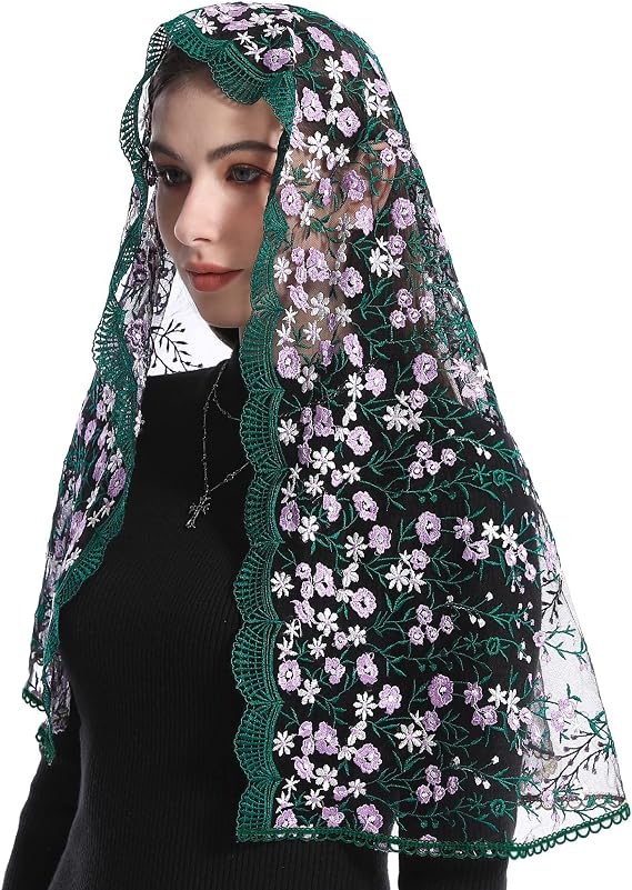 Mantveil Catholic Church Mantilla Veil: Long Vintage Christian Latin Mass Head Covering Spanish Lace Chapel Veils for Women