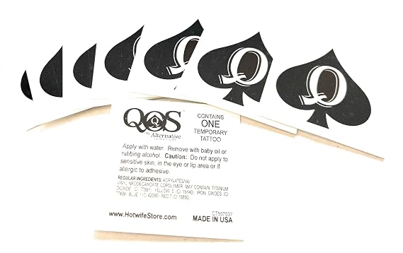 3D Sexy QOS Queen Of Spades Temporary Tattoos - Hotwife - Cuckold - Swinger - Cuckoldress - Vixen (15 Tattoos)