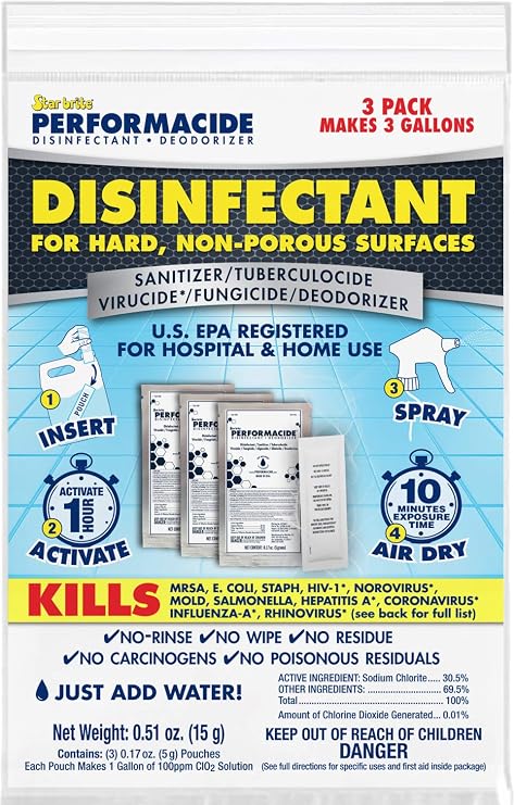 Performacide Disinfectant - KILLS COVID-19 VIRUS IN 30 SECONDS - No Rinse, No Wipe, No Residue - Just Add Water - Gallon Refills